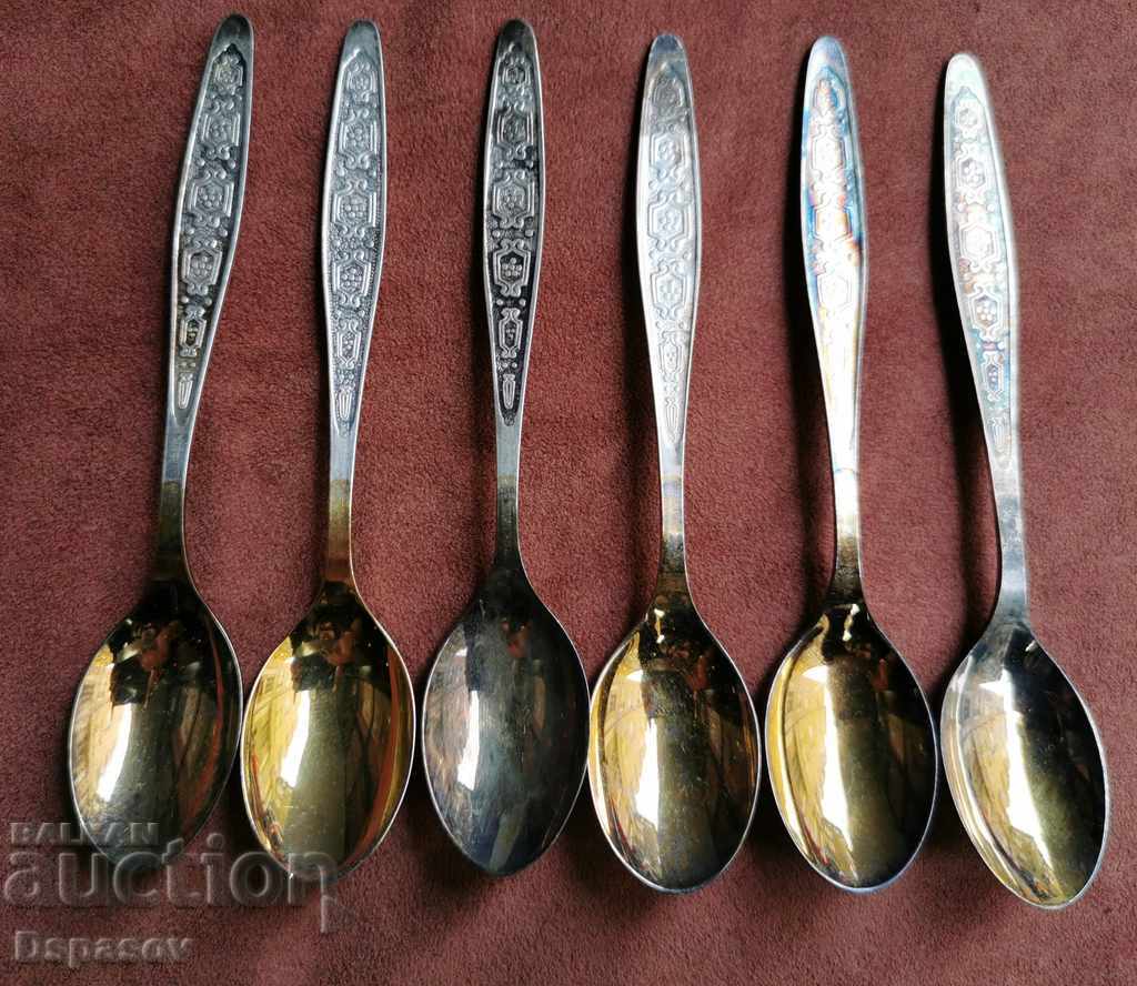 Lot Set of 6 teaspoons of Melchior MNCs with Gilding