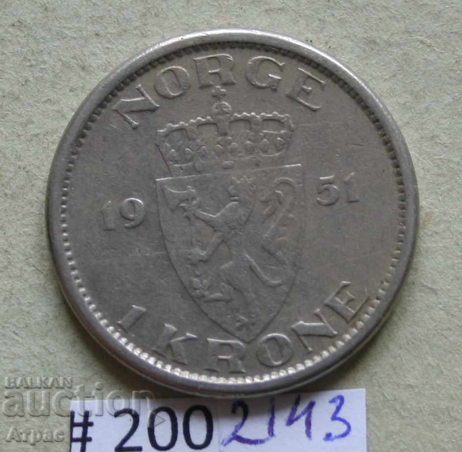 1 крона  1951    Норвегия