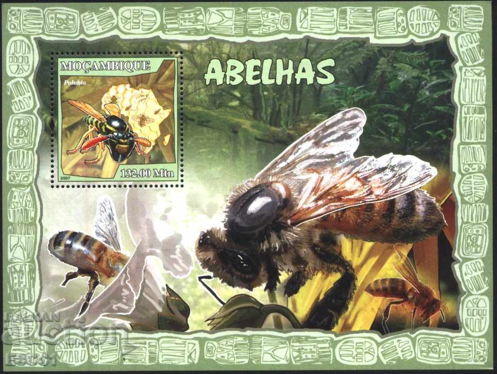 Чист блок Фауна Насекоми  Пчели 2007 от Мозамбик