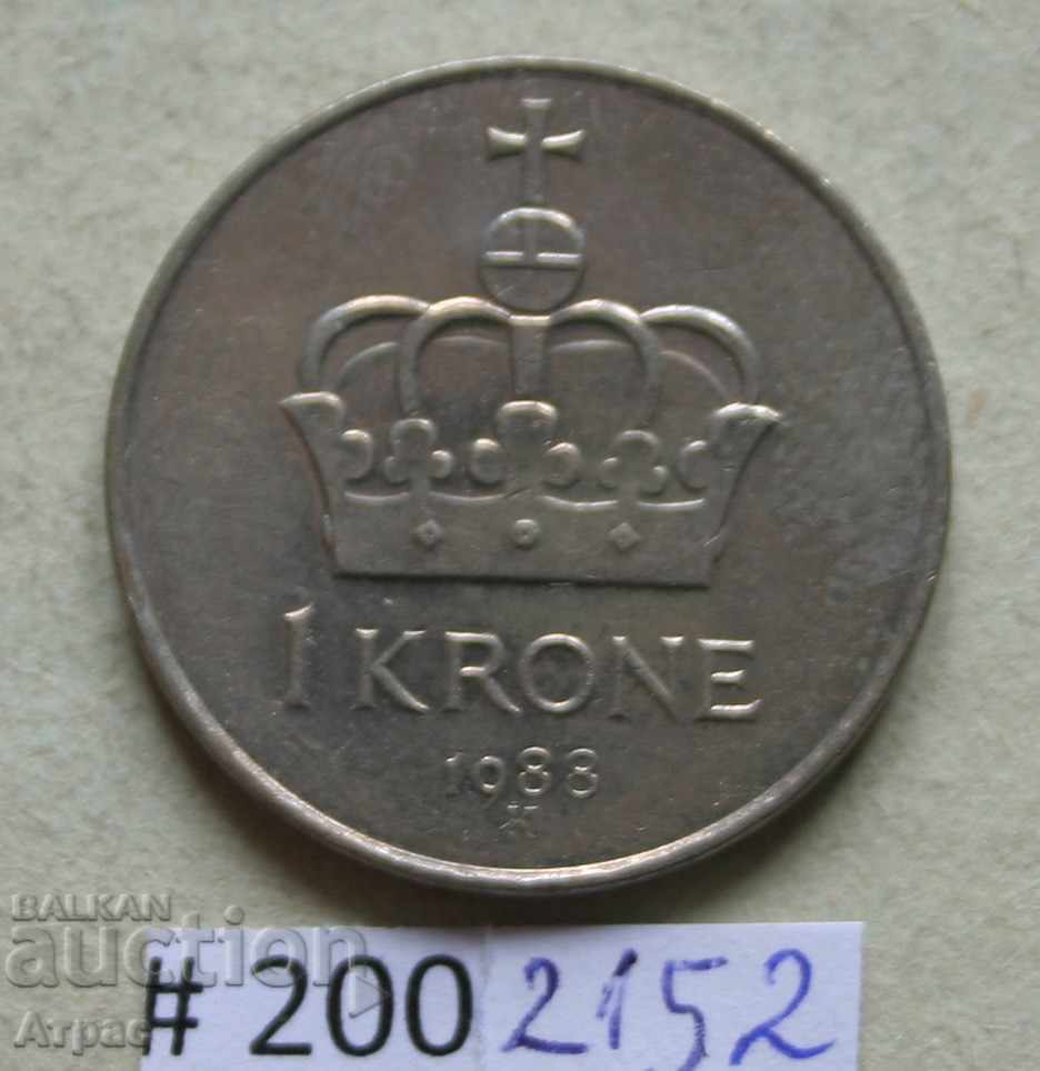1 krone 1988 Norway