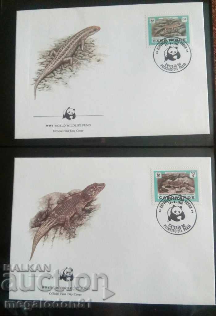 Cape Verde - WWF, first-day envelopes, geckos