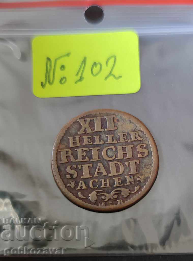 Auction  Germany Aachen 12 Heller 1758