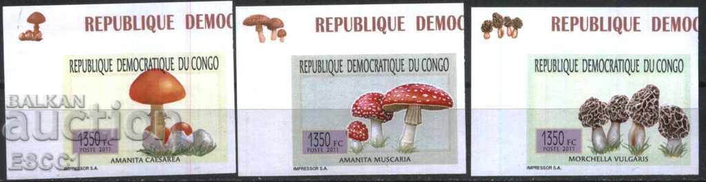 Чисти марки неперфорирани  Флора Гъби 2011 от Конго