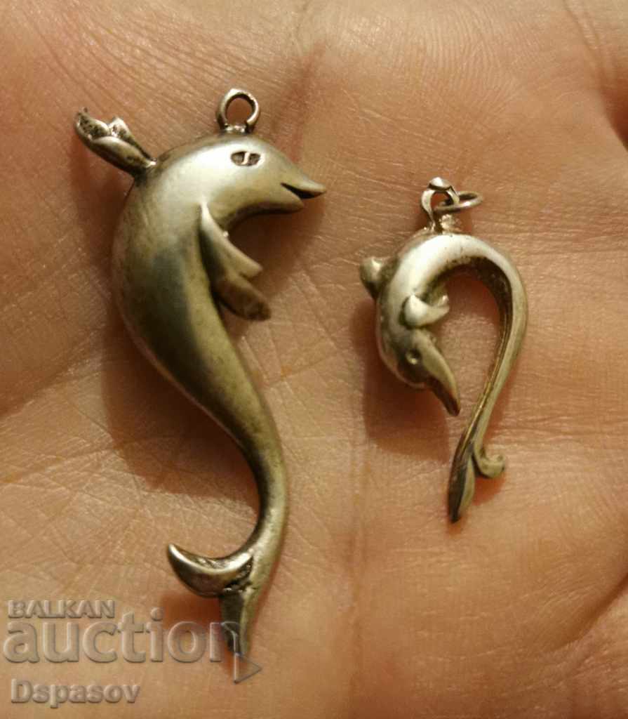 Silver 925 Dolphin Pendant 2 pieces Pendants