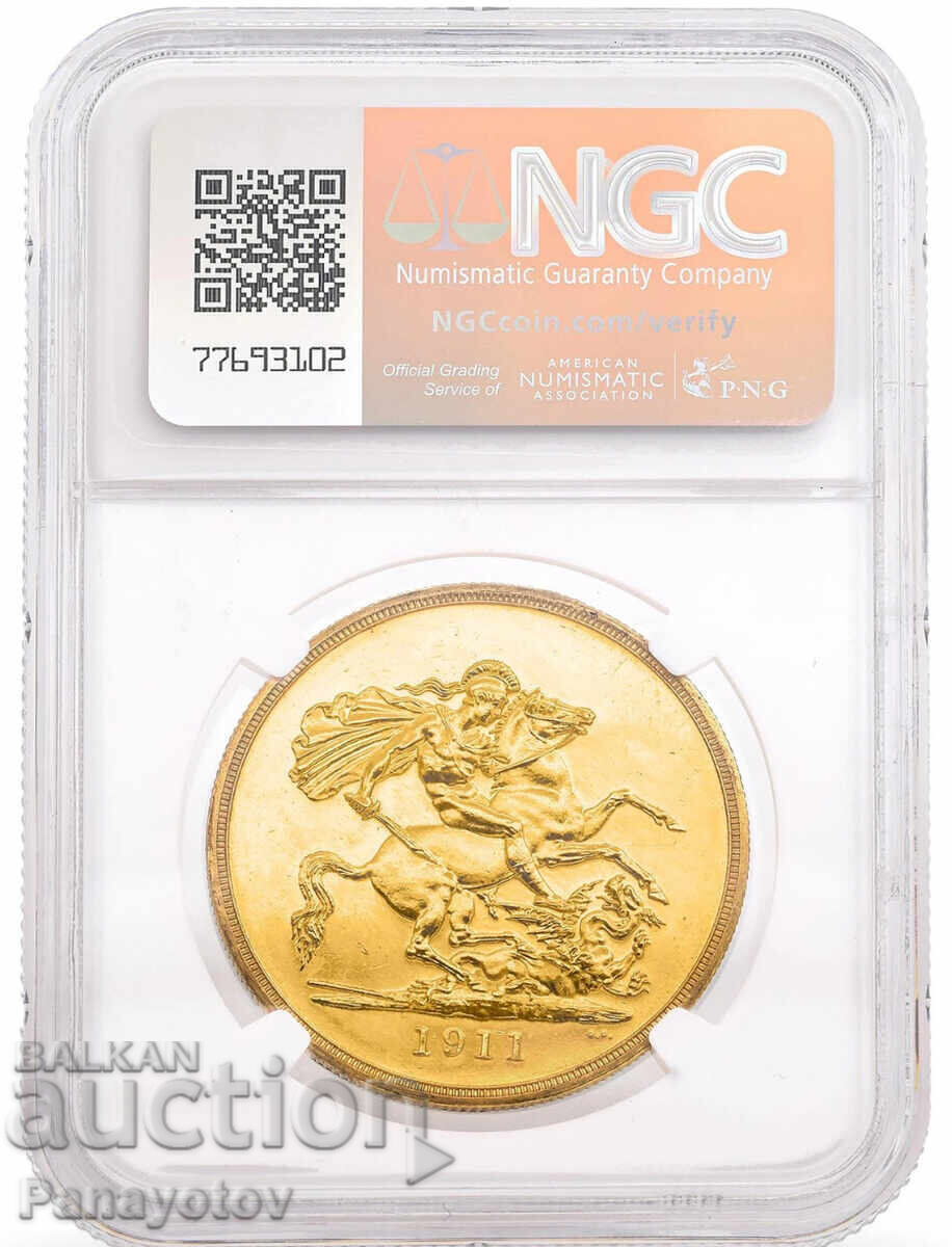 5 Pounds 1911 Sovereign Gold Coin George V Victoria NGC PCGS with price 16350.00 BGN | € 8359.62 5 Pounds 1911 Sovereign Gold Coin George V Victoria NGC PCGS with price 16350.00 BGN | € 8359.62