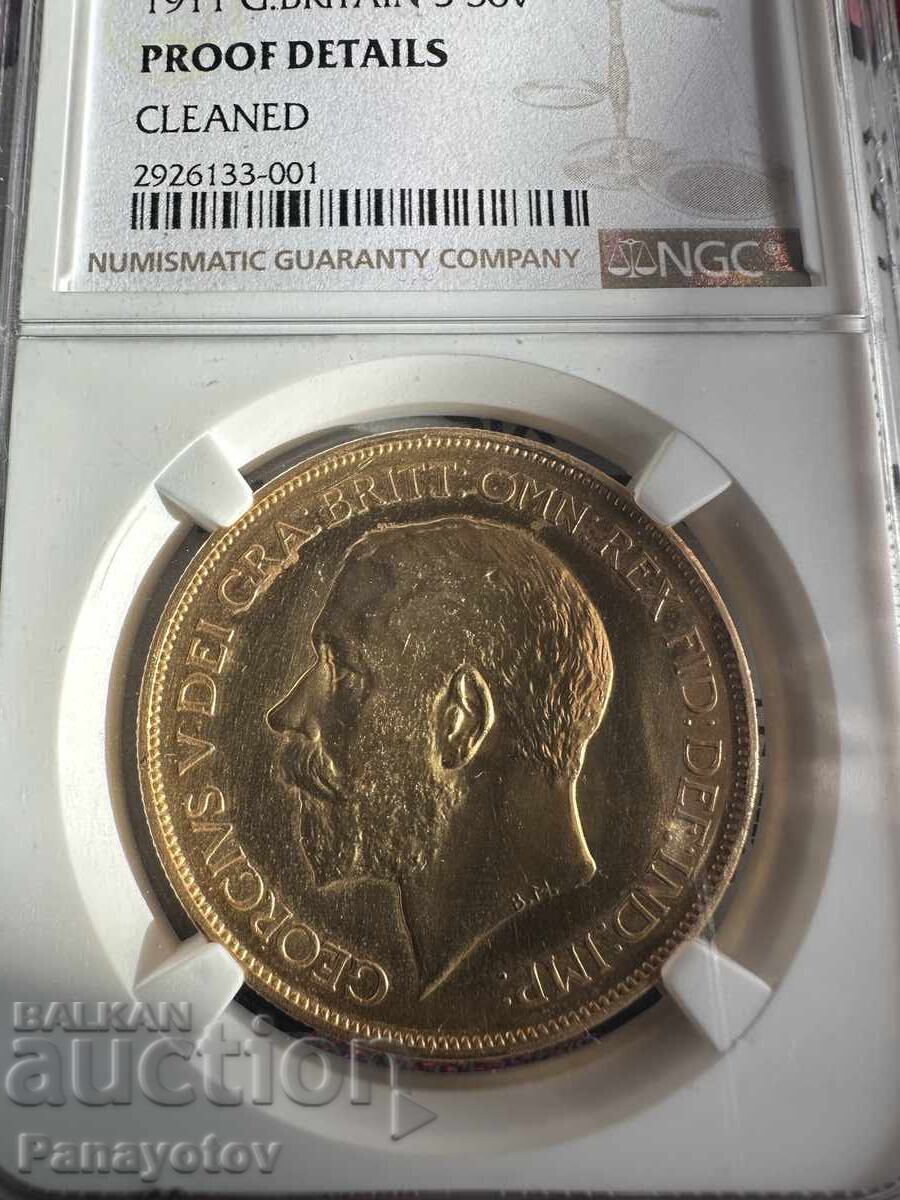 Δημοπρασία 5 λίρες 1911 Sovereign Gold George V Victoria NGC PCGS