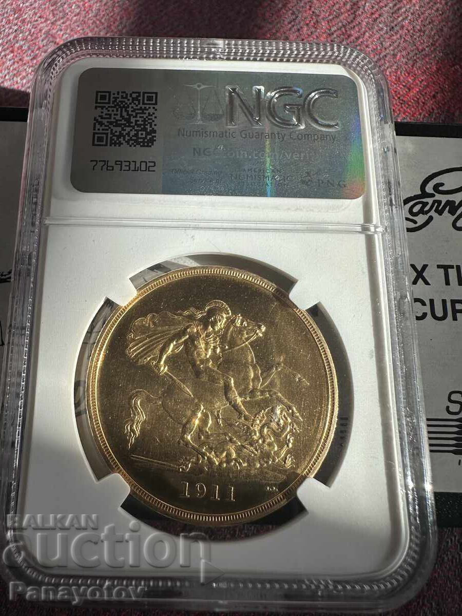 Delivery of 5 Pounds 1911 Sovereign Gold Coin George V Victoria NGC PCGS Delivery of 5 Pounds 1911 Sovereign Gold Coin George V Victoria NGC PCGS