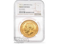 5 Pounds 1911 Sovereign Gold Coin George V Victoria NGC PCGS