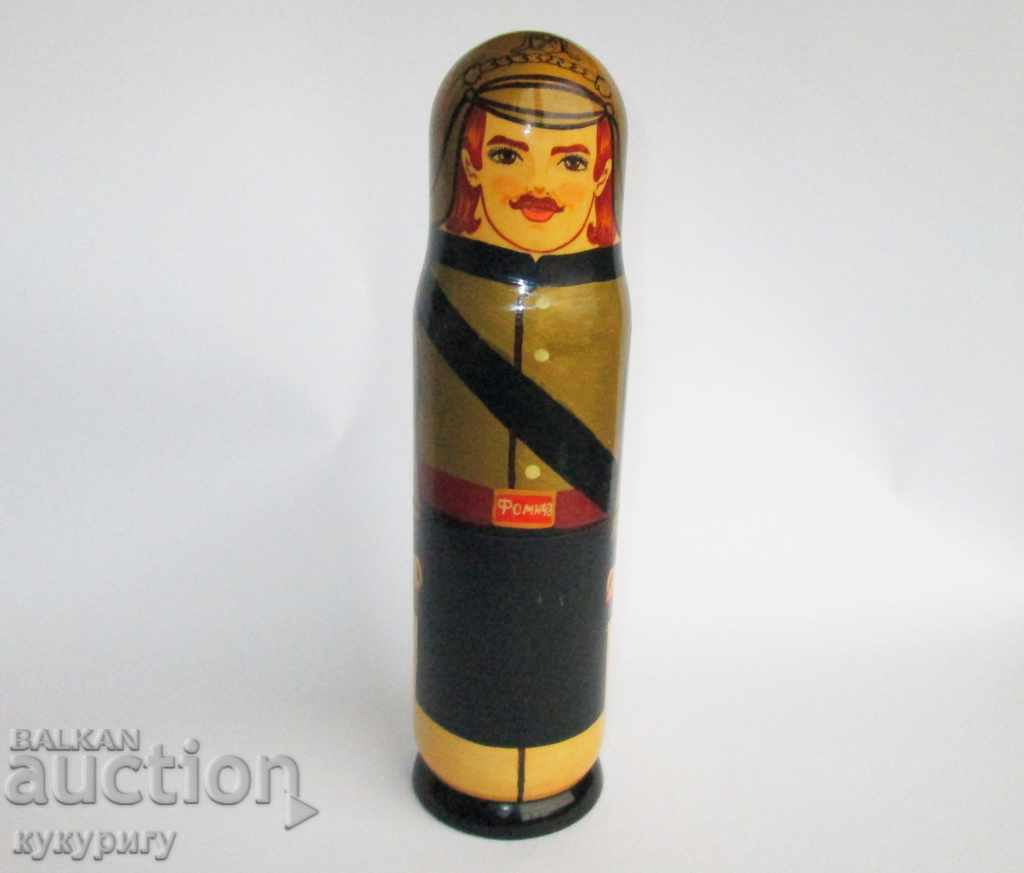 Рядка стара Руска матрьошка дървена кукла за бутилка Фомич