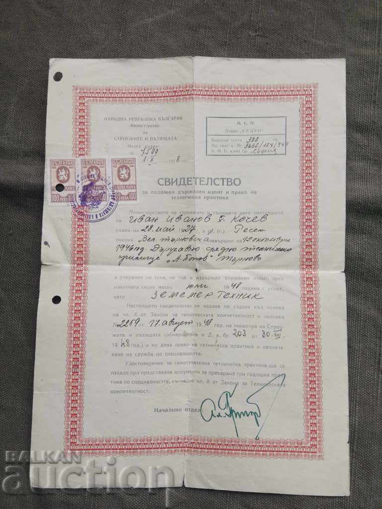 Land certificate 1948