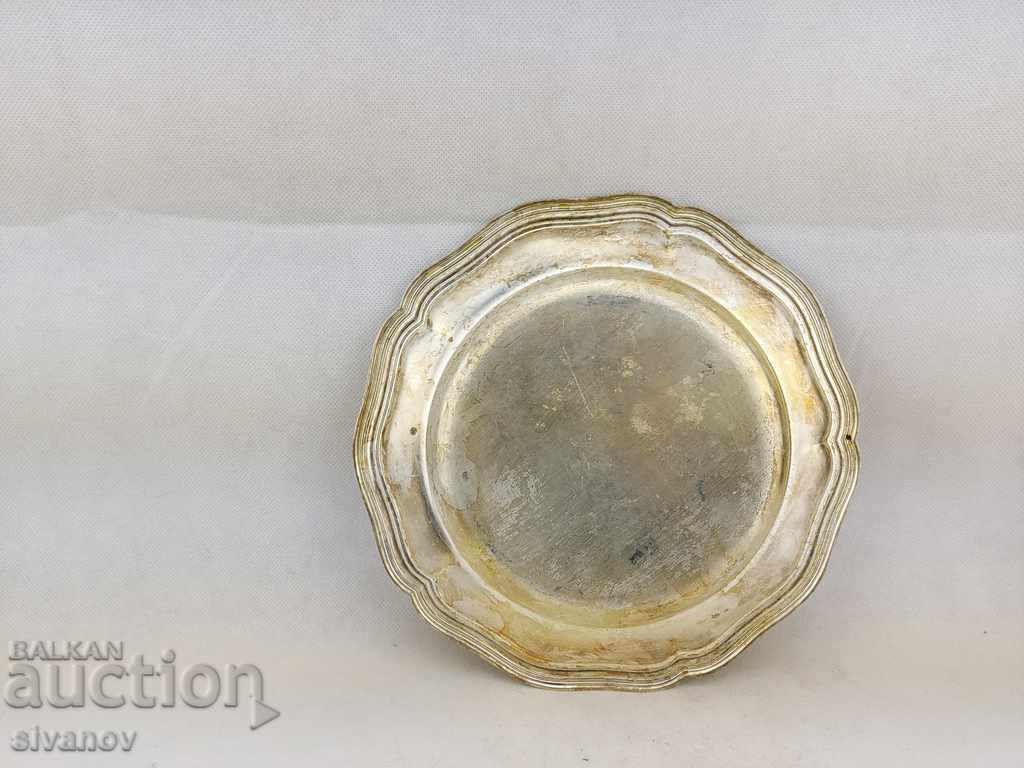 Auction Interesting Thick Silver Plated Plate 26cm B0143 Auction Interesting Thick Silver Plated Plate 26cm B0143