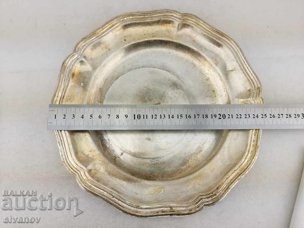 Interesting Thick Silver Plated Plate 26cm B0143 - 5 Interesting Thick Silver Plated Plate 26cm B0143 - 5