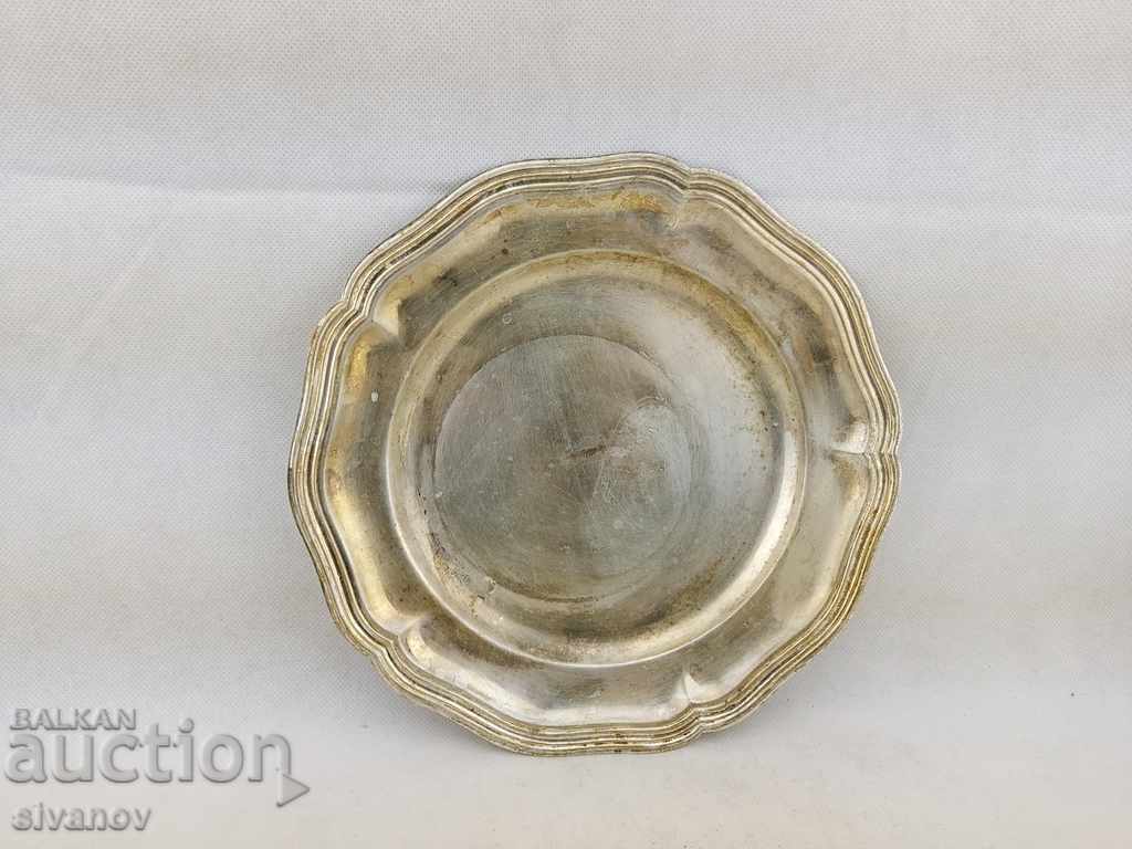 Interesting Thick Silver Plated Plate 26cm B0143 - 7 Interesting Thick Silver Plated Plate 26cm B0143 - 7