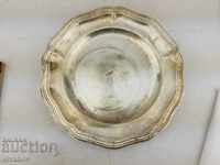Interesting Thick Silver Plated Plate 26cm # 868