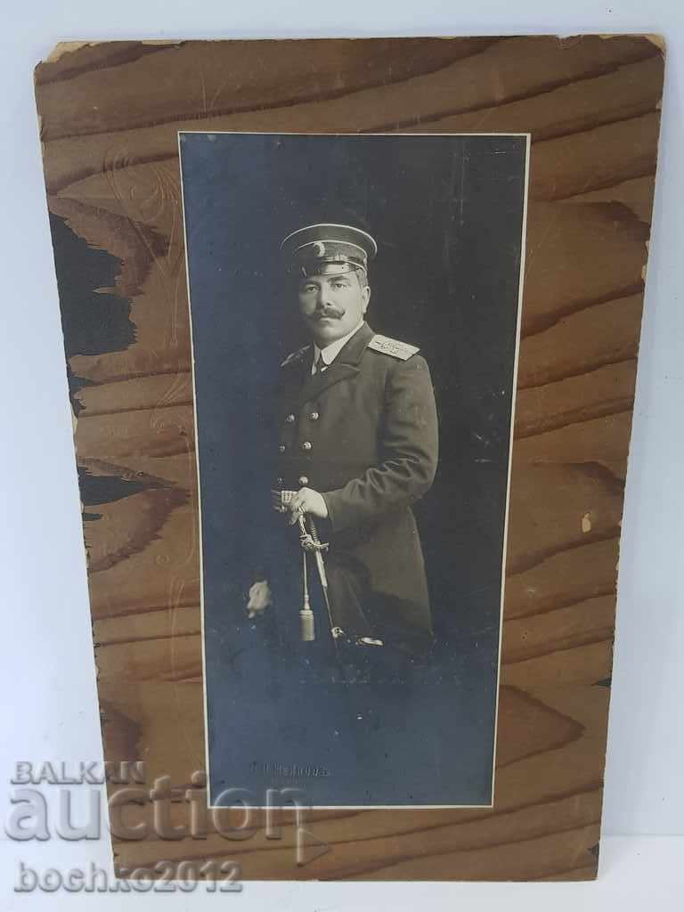 Fotografia navală regală bulgară rară cu un ofițer