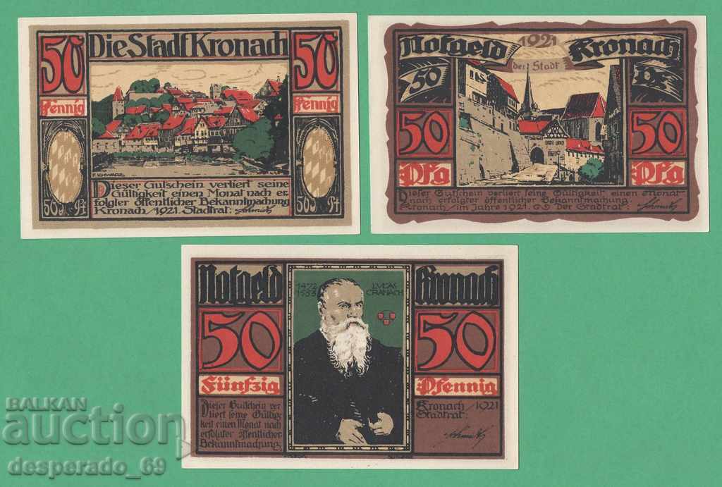 Аукцион (¯`'•.¸NOTGELD (гр. Kronach) 1921 UNC -6 бр.банкноти¸.•'´¯) Аукцион (¯`'•.¸NOTGELD (гр. Kronach) 1921 UNC -6 бр.банкноти¸.•'´¯)