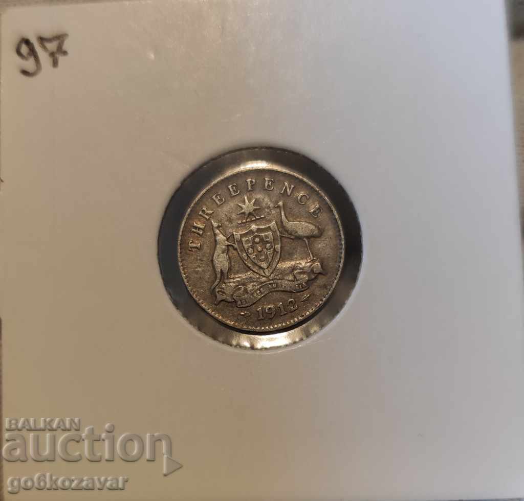 Auction Australia 3 pence 1912 Silver.RR Auction Australia 3 pence 1912 Silver.RR