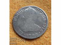 1790 - 2 Real, Spania, argint, super rar