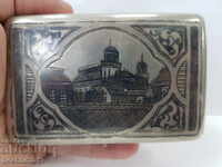 Russian tsar's silver snuffbox with nialo 84r.-SI-late 19th century
