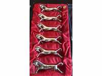 Brand new set of silver plated cutlery holders - horses