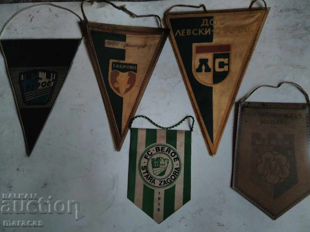 Old football flags and books Old football flags and books