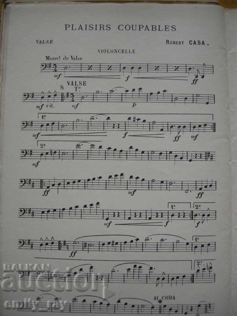 Delivery of Sheet music / scores - Plaisirs Coupables - Robert Casa Delivery of Sheet music / scores - Plaisirs Coupables - Robert Casa