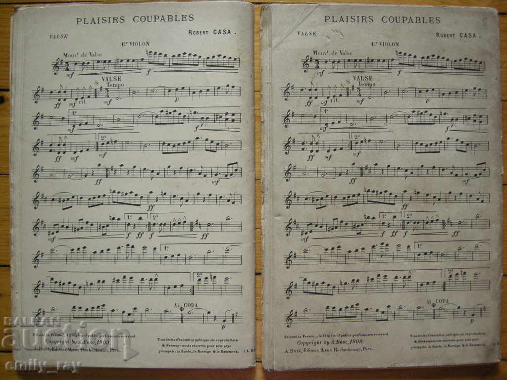 Sheet music / scores - Plaisirs Coupables - Robert Casa