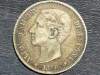 Испания сребро 5 песети  1876 Алфонсо