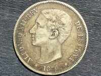 Spania argint 5 pesetas 1876 Alfonso