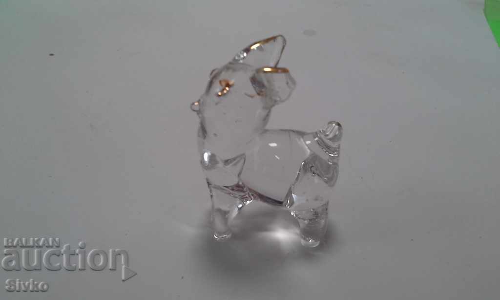 Auction  Glass figurine with a gilded puppy