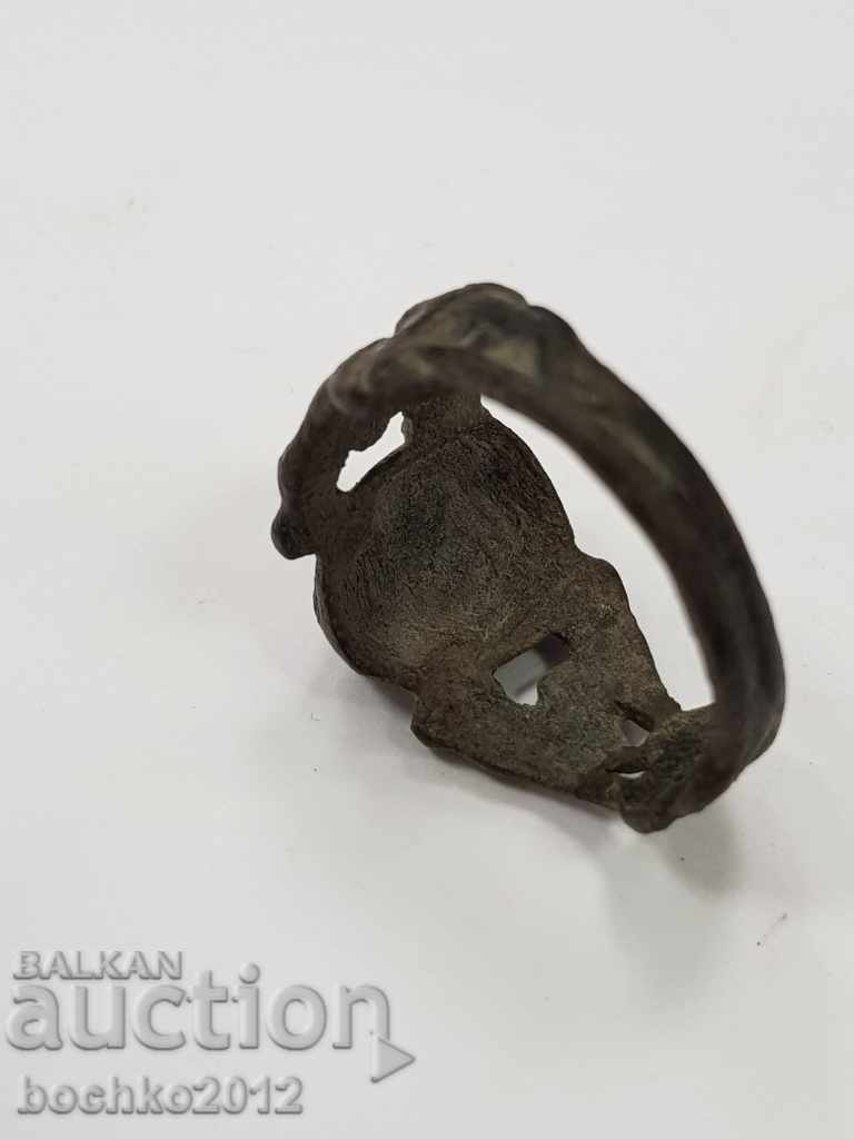 Rare original German ring with snakes and skull WWII - 5