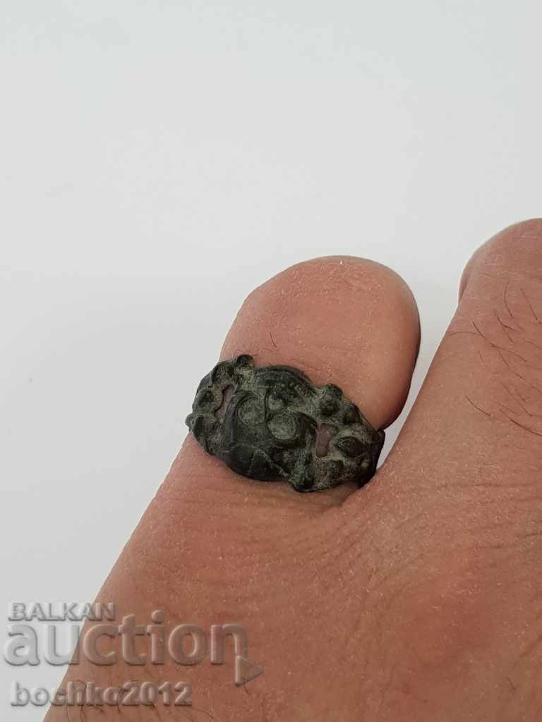 Rare original German ring with snakes and skull WWII - 7