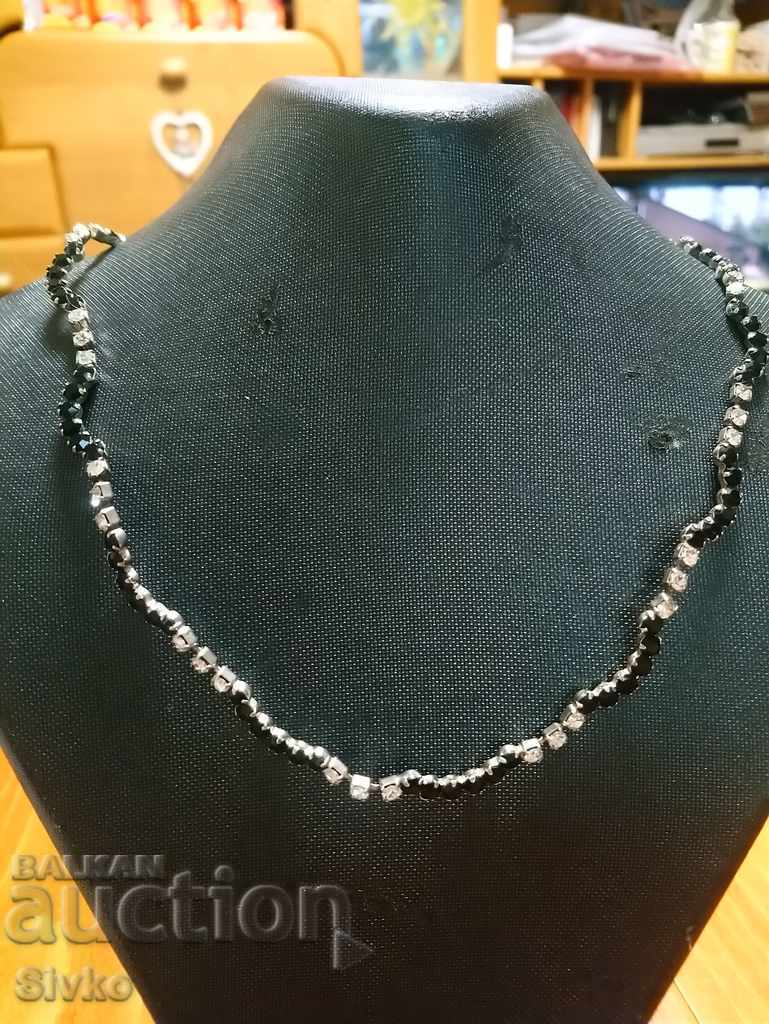 Necklace of black and white stones