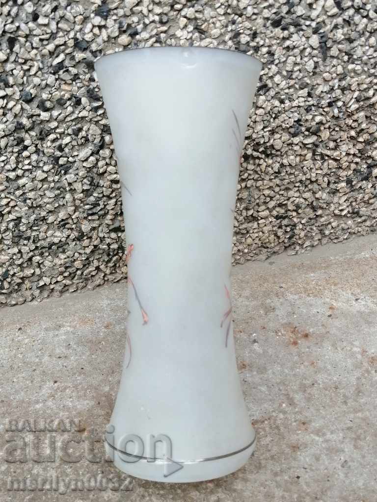 Delivery of Old white glass vase hand painted Delivery of Old white glass vase hand painted