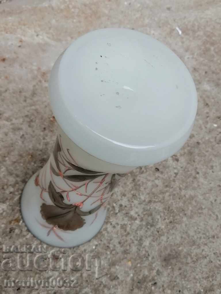 Old white glass vase hand painted with price 74.00 BGN | € 37.84 Old white glass vase hand painted with price 74.00 BGN | € 37.84