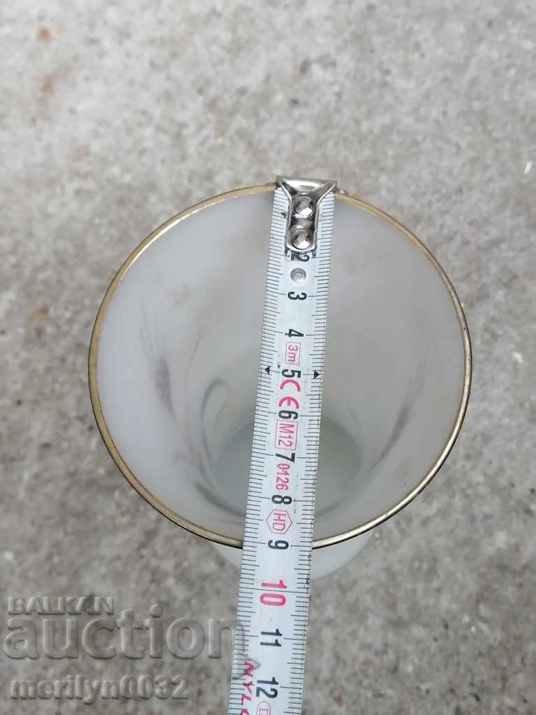 Delivery of Old white glass vase hand painted Delivery of Old white glass vase hand painted