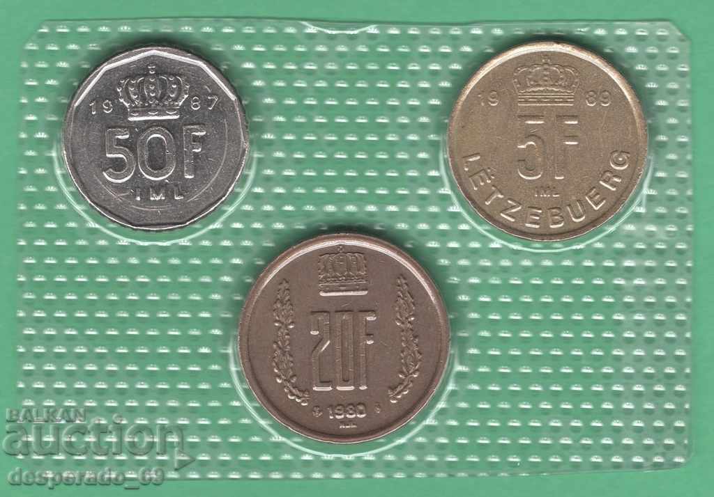 (¯`'•.¸ 5+20+50 franci 1980-1989 LUXEMBURG ¸.•'´¯)