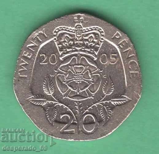 (¯`'•.¸ 20 pence 2005 MAREA BRITANIE ¸.•'´¯)