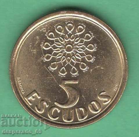 (¯`'•.¸ 5 escudo 1992 PORTUGALIA UNC- ¸.•'´¯)