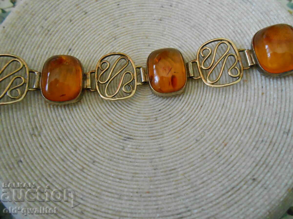 Beautiful SILVER BRACELET with gilding, Amber with price 397.00 BGN | € 202.98 Beautiful SILVER BRACELET with gilding, Amber with price 397.00 BGN | € 202.98