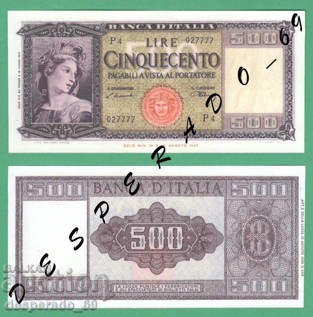 (¯` '• .¸ (reproduction) ITALY 500 pounds 1947 UNC¸. •' ´¯)