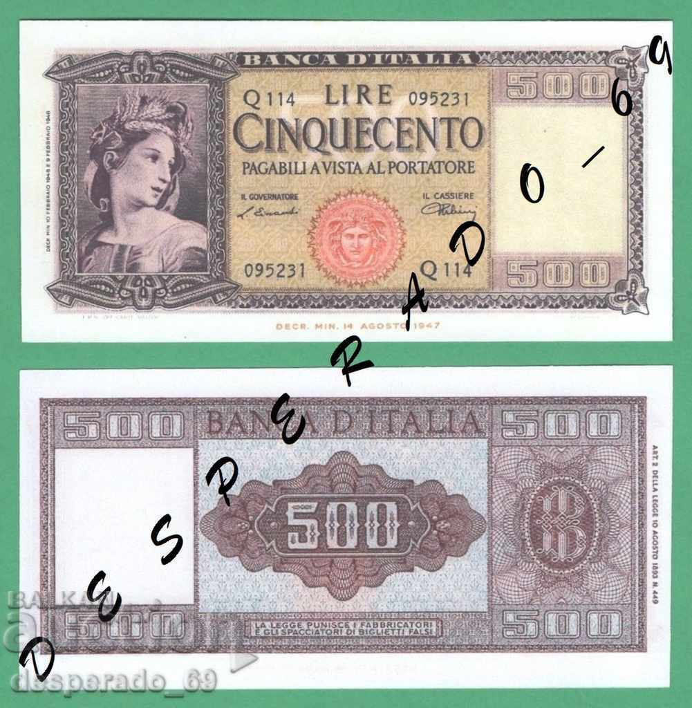 (¯` '• .¸ (reproducere) ITALIA 500 lire 1948 UNC¸. •' ´¯)