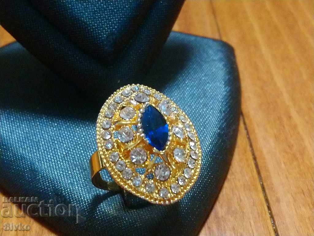 Inel pietre placat cu aur masiv Inel pietre placat cu aur masiv