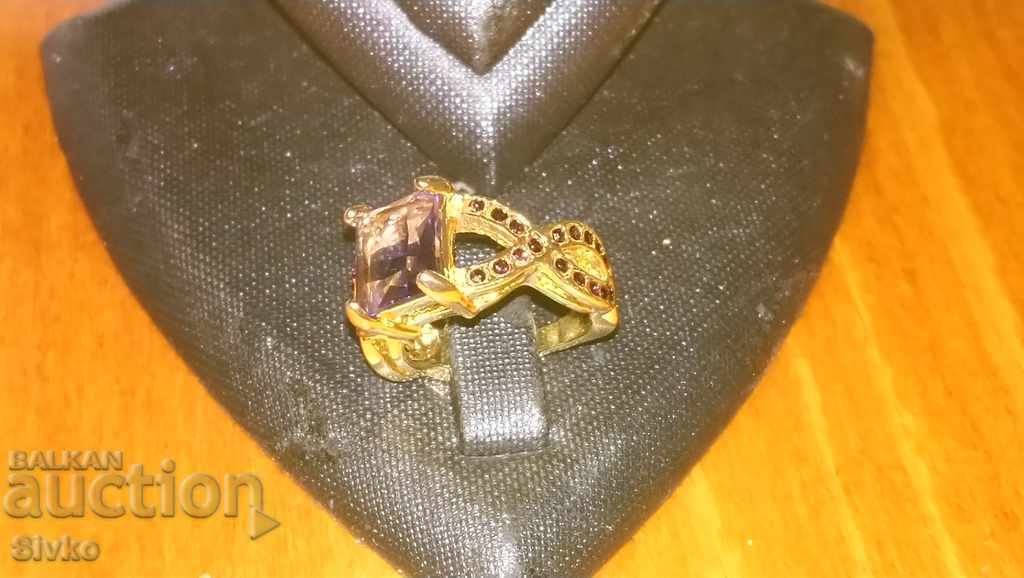 Gold-plated ring with amethyst and garnets with price € 9.69 | 18.95 BGN