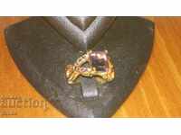 Inel placat cu aur ametist și granate