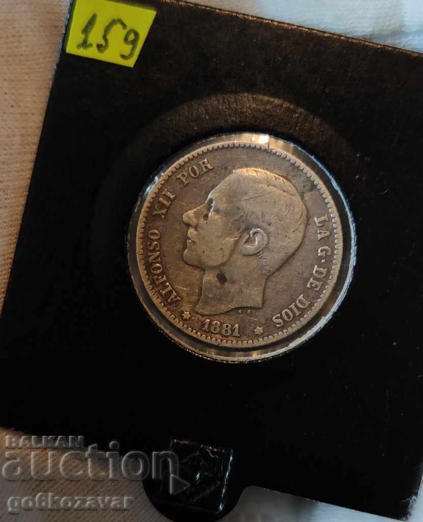 Delivery of Spain 1 peseta 1881 Silver, Very,Rare! Delivery of Spain 1 peseta 1881 Silver, Very,Rare!