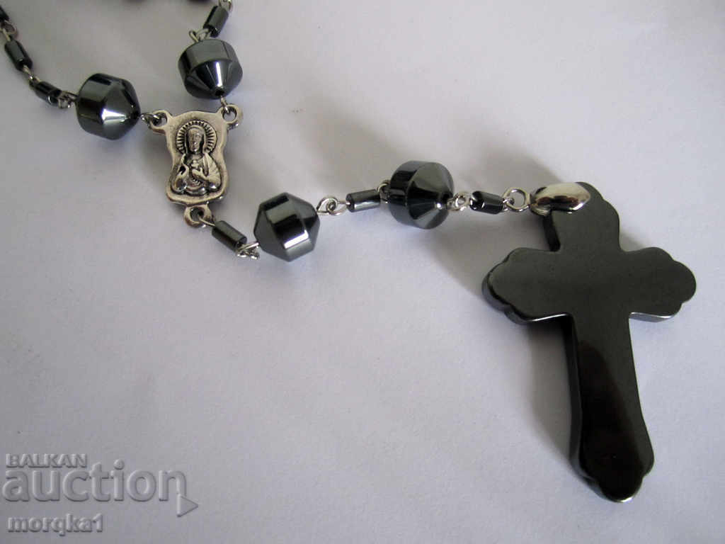 Unisex necklace, rosary necklace made of natural hematite mineral with price 12.00 BGN | € 6.14 Unisex necklace, rosary necklace made of natural hematite mineral with price 12.00 BGN | € 6.14