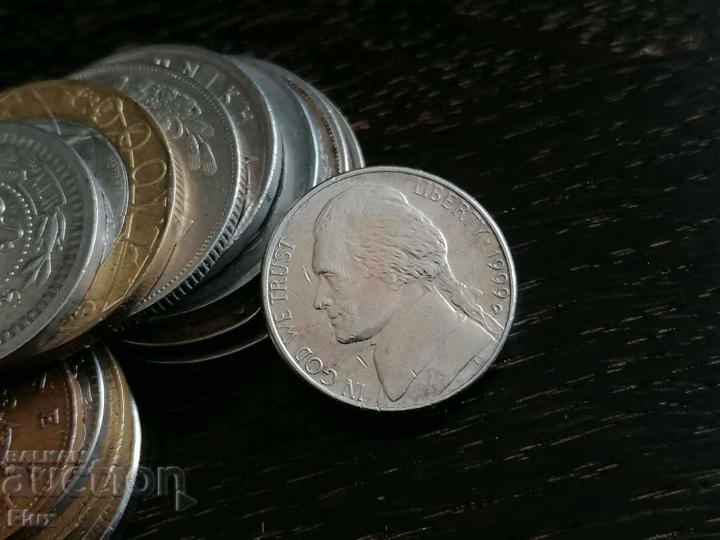 Монета - САЩ - 5 цента | 1999г. с цена 1.25 лв. | € 0.64 Монета - САЩ - 5 цента | 1999г. с цена 1.25 лв. | € 0.64