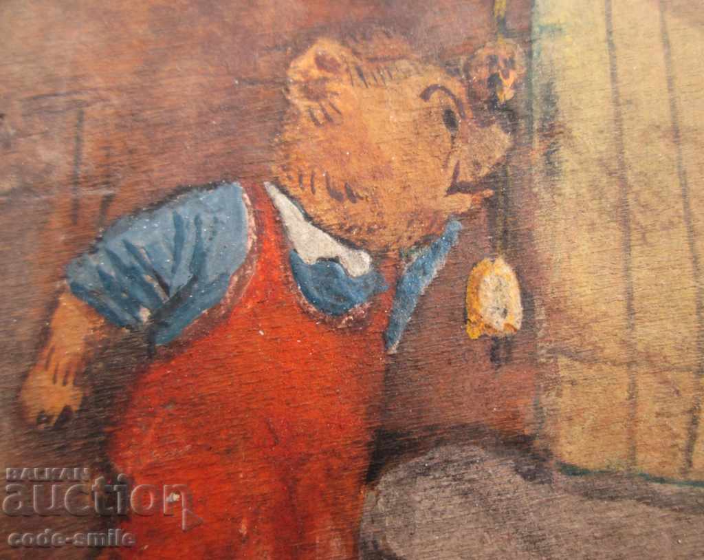 Old children's painting oil painting wooden plate for wall - 5 Old children's painting oil painting wooden plate for wall - 5