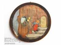 Old children's painting oil painting wooden plate for wall